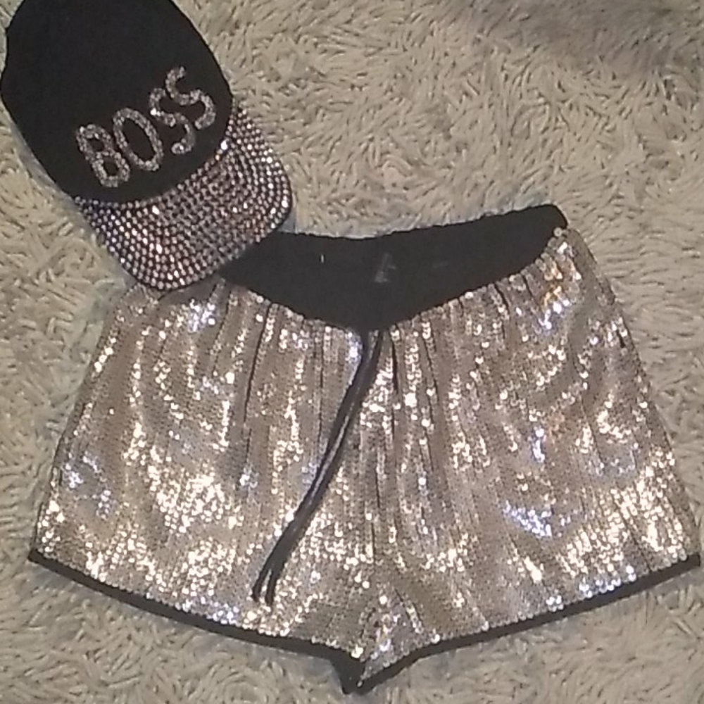 H&M silver sequence shorts